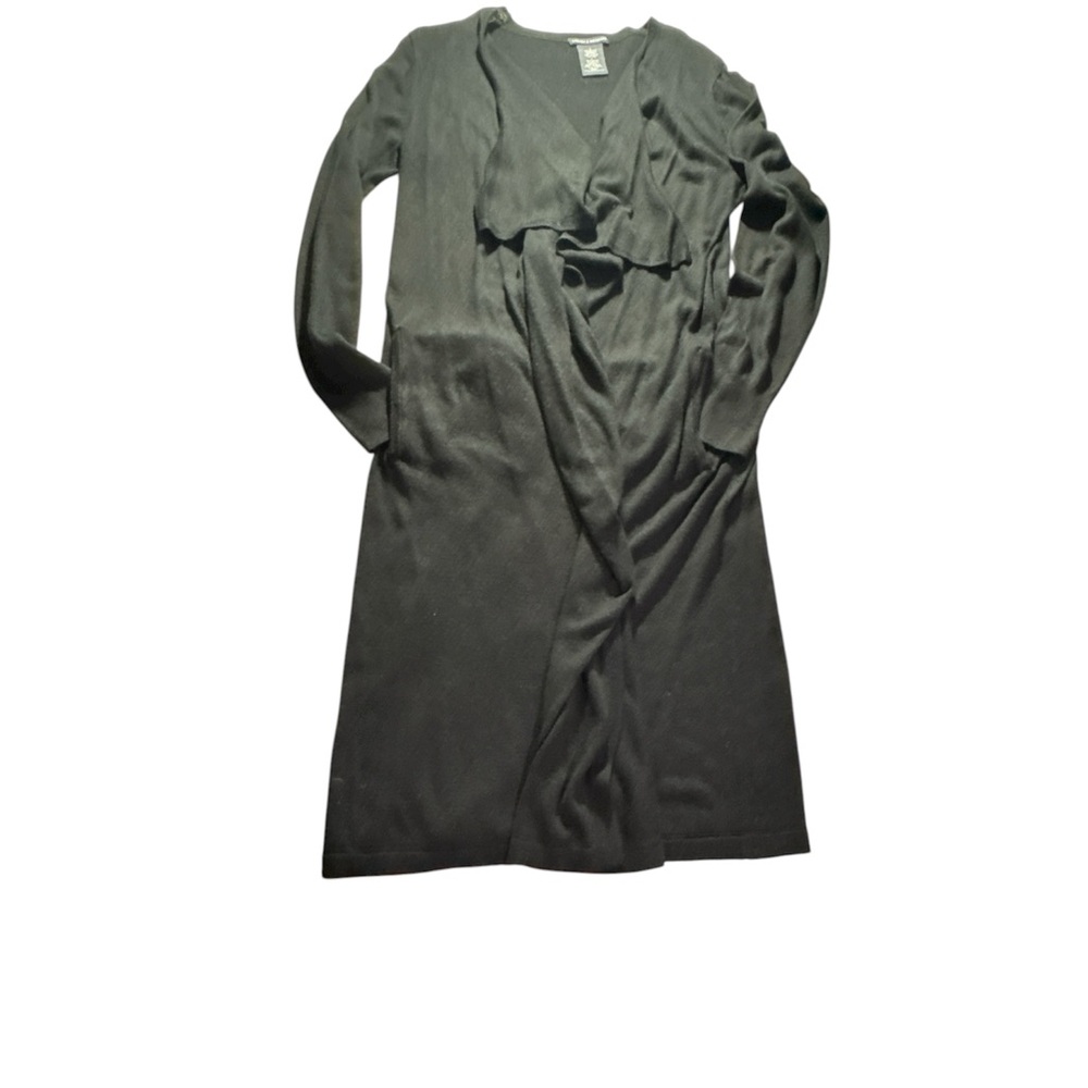 Chelsea & Theodore 40 inches long Black Cardigan Asymmetrical Open Front Large - Picture 3 of 9